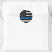 Rustic Thin Blue Line Police Officer Runder Aufkleber (Tasche)