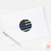 Rustic Thin Blue Line Police Officer Runder Aufkleber (Umschlag)