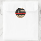 Rustic Thin Red Line Flag Feuerwehrmann Vielen Dan Runder Aufkleber (Tasche)