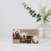 Rustic Three Photo Collage Wedding Photography Visitenkarte (Stehend Vorderseite)