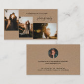 Rustic Three Photo Collage Wedding Photography Visitenkarte (Vorne/Hinten)