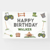 Rustic Tractor Farm Green Boy Happy Birthday  Banner (Horizontal)