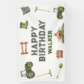 Rustic Tractor Farm Green Boy Happy Birthday  Banner (Vertikal)