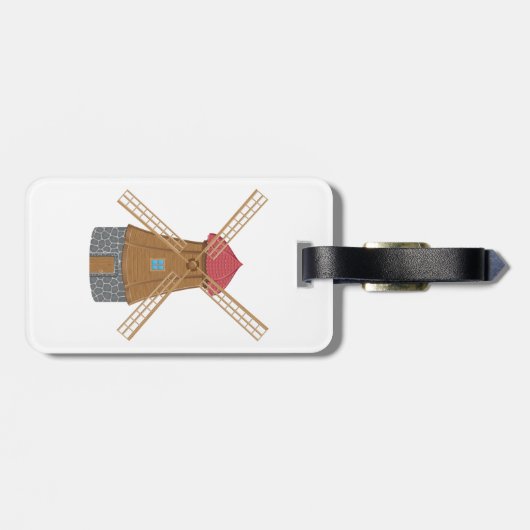 Rustic Traditional Wooden Windmill Gepäckanhänger (Rückseite horizontal)