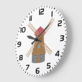 Rustic Traditional Wooden Windmill Große Wanduhr (Winkel)