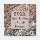 Rustic Tree Bark Family Picnic Annual Wiedersehen Magnet (Vorne)