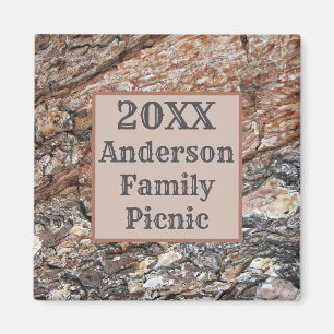 Rustic Tree Bark Family Picnic Annual Wiedersehen Magnet