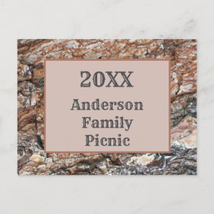 Rustic Tree Bark Family Picnic Annual Wiedersehen Postkarte