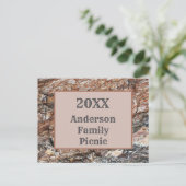 Rustic Tree Bark Family Picnic Annual Wiedersehen Postkarte (Stehend Vorderseite)