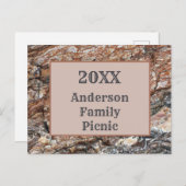 Rustic Tree Bark Family Picnic Annual Wiedersehen Postkarte (Vorne/Hinten)