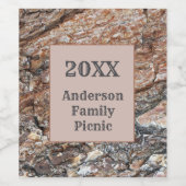 Rustic Tree Bark Family Picnic Annual Wiedersehen Weinetikett (Einzelnes Label)