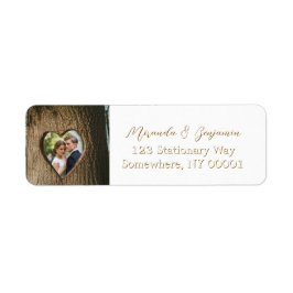 Rustic Tree Bark Heart Foto Hochzeitadresse