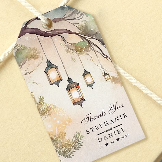 Rustic Tree Botanical Lantern Wedding Vielen Dank Geschenkanhänger