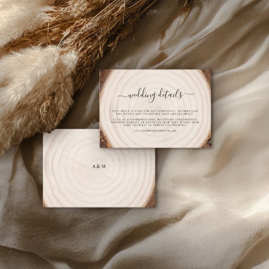 Rustic Tree Ring Wood Grain Wedding Details Begleitkarte
