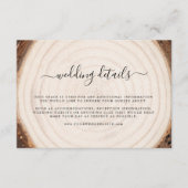 Rustic Tree Ring Wood Grain Wedding Details Begleitkarte (Vorderseite)