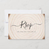 Rustic Tree Ring Wood Grain Wedding RSVP Karte (Vorderseite)