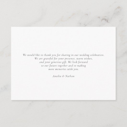 Rustic Tree Ring Wood Script Calligraphy Wedding Dankeskarte (Rückseite)