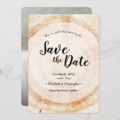Rustic Tree Rings Wedding Save the date Foto Einladung (Vorne/Hinten)