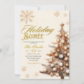 Rustic Tree Snowflake Christmas Holiday Soiree Einladung (Vorderseite)