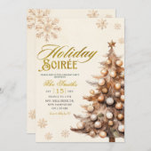 Rustic Tree Snowflake Christmas Holiday Soiree Einladung (Vorne/Hinten)