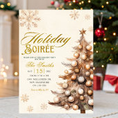 Rustic Tree Snowflake Christmas Holiday Soiree Einladung