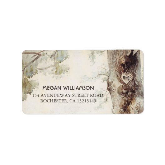 Rustic Tree Wedding Address Labels Adressaufkleber (Vorne)