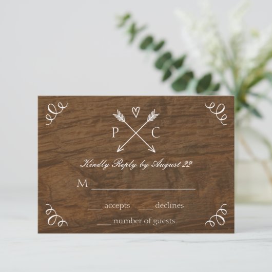 Rustic Tree Wedding RSVP Card (Stehend Vorderseite)