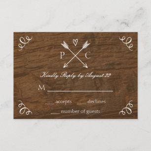 Rustic Tree Wedding RSVP Card Karte