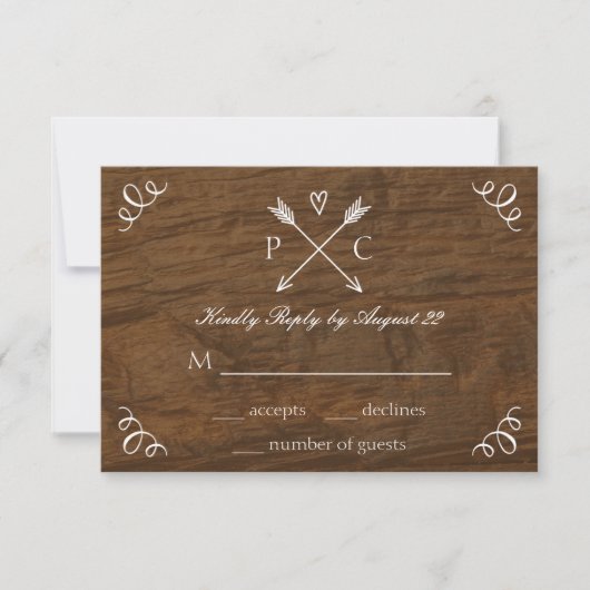 Rustic Tree Wedding RSVP Card Karte (Vorderseite)