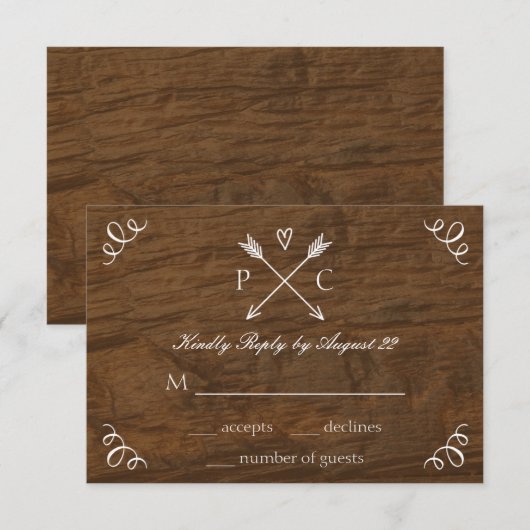 Rustic Tree Wedding RSVP Card Karte (Vorne/Hinten)