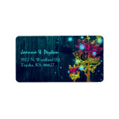 Rustic Trees Midnight Blue Wedding Address Adressaufkleber (Vorne)