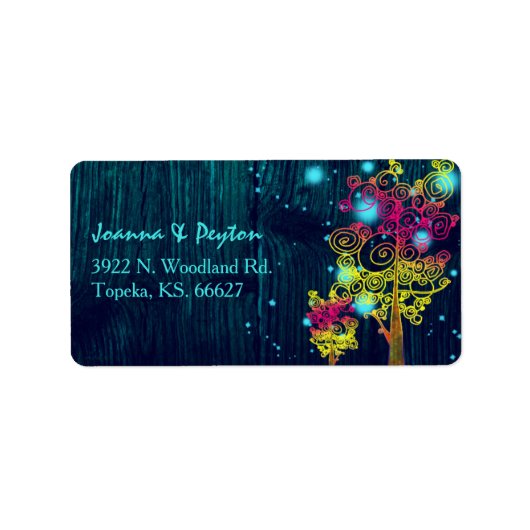 Rustic Trees Midnight Blue Wedding Address Adressaufkleber (Vorne)