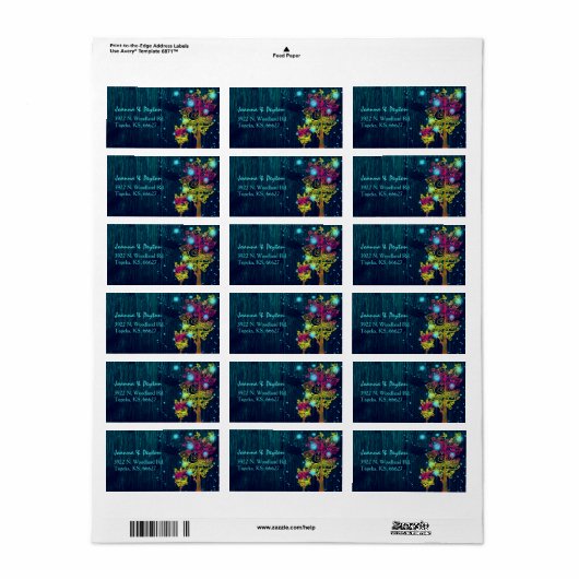 Rustic Trees Midnight Blue Wedding Address Adressaufkleber (Vorne)