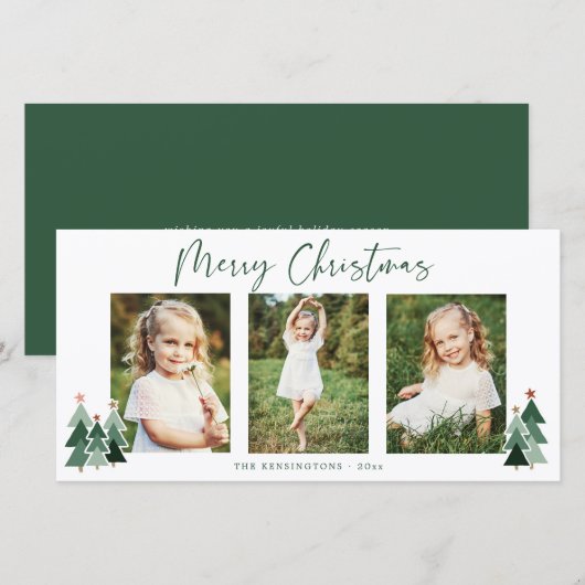 Rustic Trees Modern Christmas Holiday 3 Foto (Vorne/Hinten)