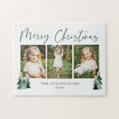 Rustic Trees Modern Christmas Holiday 3 Foto Puzzle (Horizontal)