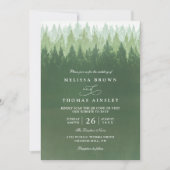 Rustic Trees Pine Forest  Elegant QR Code Wedding Einladung (Vorderseite)