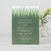 Rustic Trees Pine Forest  Elegant QR Code Wedding Einladung (Stehend Vorderseite)