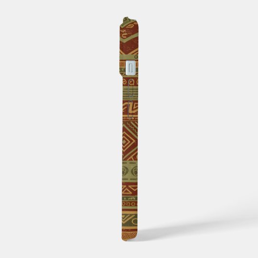 Rustic Tribal Geometric Pattern Earthy Boho Chic iPhone 15 Hülle (Linke Seite)