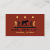 Rustic Tribal Southwestern Black Bear Restaurant Visitenkarte (Vorderseite)