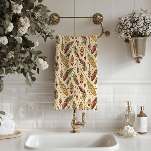 Rustic Tribal Towel Arrows and Feathers Design Badhandtuch Set