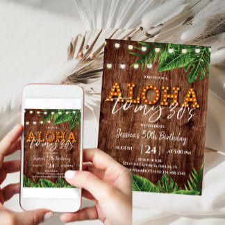 Rustic Tropical Aloha 30. Geburtstag Einladung