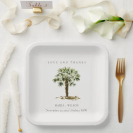 Rustic Tropical Beach Palm Tree Hochzeit dank Pappteller