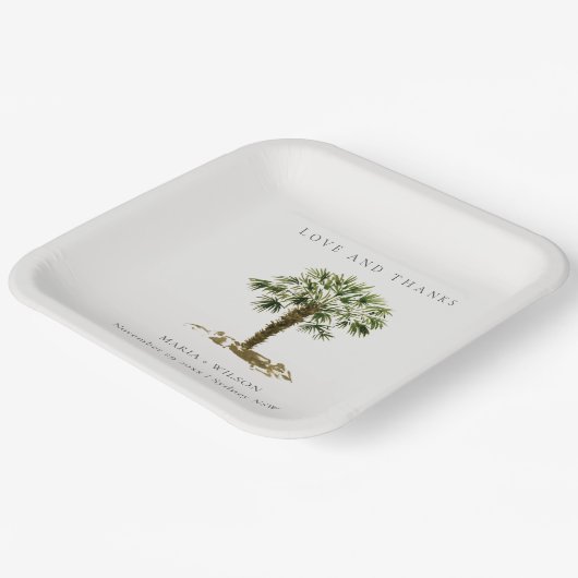 Rustic Tropical Beach Palm Tree Hochzeit dank Pappteller (Gewinkelt)