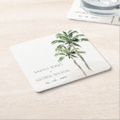 Rustic Tropical Beach Palm Tree Wasserfarbenhochze Rechteckiger Pappuntersetzer (angewinkelt)