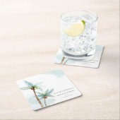 Rustic Tropical Beach Palm Tree Wasserfarbenhochze Rechteckiger Pappuntersetzer (Vor Ort)