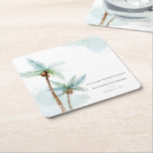 Rustic Tropical Beach Palm Tree Wasserfarbenhochze Rechteckiger Pappuntersetzer (angewinkelt)