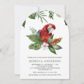 Rustic Tropical Jungle Cute Macaw Baby Shower Einladung (Vorderseite)