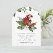 Rustic Tropical Jungle Cute Macaw Baby Shower Einladung (Stehend Vorderseite)