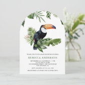 Rustic Tropical Jungle Cute Toucan Baby Shower Einladung (Stehend Vorderseite)