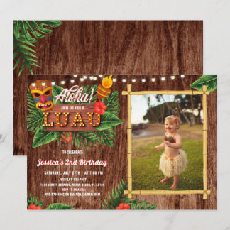 Rustic Tropical Luau Foto Geburtstagseinladung Einladung